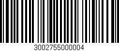 Código de barras (EAN, GTIN, SKU, ISBN): '3002755000004'