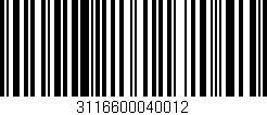 Código de barras (EAN, GTIN, SKU, ISBN): '3116600040012'