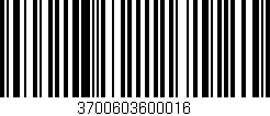 Código de barras (EAN, GTIN, SKU, ISBN): '3700603600016'