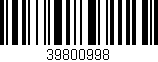 Código de barras (EAN, GTIN, SKU, ISBN): '39800998'