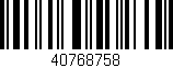 Código de barras (EAN, GTIN, SKU, ISBN): '40768758'