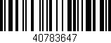 Código de barras (EAN, GTIN, SKU, ISBN): '40783647'