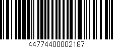 Código de barras (EAN, GTIN, SKU, ISBN): '44774400002187'