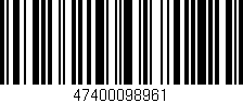 Código de barras (EAN, GTIN, SKU, ISBN): '47400098961'
