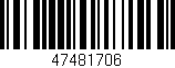 Código de barras (EAN, GTIN, SKU, ISBN): '47481706'