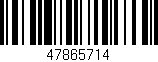 Código de barras (EAN, GTIN, SKU, ISBN): '47865714'