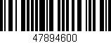 Código de barras (EAN, GTIN, SKU, ISBN): '47894600'