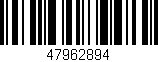 Código de barras (EAN, GTIN, SKU, ISBN): '47962894'