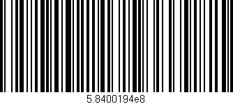 Código de barras (EAN, GTIN, SKU, ISBN): '5.8400194e8'