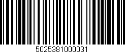 Código de barras (EAN, GTIN, SKU, ISBN): '5025381000031'