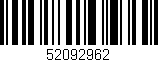 Código de barras (EAN, GTIN, SKU, ISBN): '52092962'