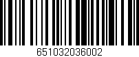 Código de barras (EAN, GTIN, SKU, ISBN): '651032036002'