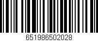 Código de barras (EAN, GTIN, SKU, ISBN): '651986502028'