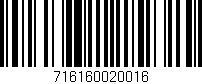 Código de barras (EAN, GTIN, SKU, ISBN): '716160020016'