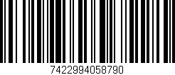 Código de barras (EAN, GTIN, SKU, ISBN): '7422994058790'