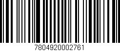 Código de barras (EAN, GTIN, SKU, ISBN): '7804920002761'