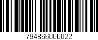 Código de barras (EAN, GTIN, SKU, ISBN): '794866006022'