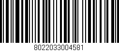 Código de barras (EAN, GTIN, SKU, ISBN): '8022033004581'