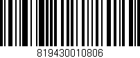 Código de barras (EAN, GTIN, SKU, ISBN): '819430010806'