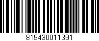 Código de barras (EAN, GTIN, SKU, ISBN): '819430011391'