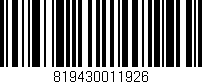 Código de barras (EAN, GTIN, SKU, ISBN): '819430011926'