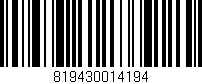 Código de barras (EAN, GTIN, SKU, ISBN): '819430014194'