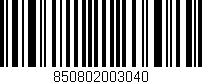 Código de barras (EAN, GTIN, SKU, ISBN): '850802003040'