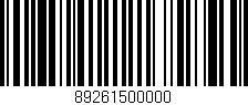 Código de barras (EAN, GTIN, SKU, ISBN): '89261500000'
