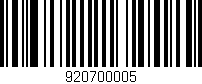 Código de barras (EAN, GTIN, SKU, ISBN): '920700005'