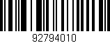 Código de barras (EAN, GTIN, SKU, ISBN): '92794010'