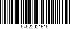 Código de barras (EAN, GTIN, SKU, ISBN): '94922021519'
