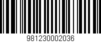 Código de barras (EAN, GTIN, SKU, ISBN): '981230002036'