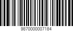 Código de barras (EAN, GTIN, SKU, ISBN): '9870000007184'