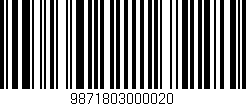 Código de barras (EAN, GTIN, SKU, ISBN): '9871803000020'