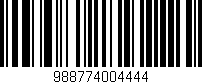 Código de barras (EAN, GTIN, SKU, ISBN): '988774004444'
