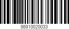 Código de barras (EAN, GTIN, SKU, ISBN): '98910020033'