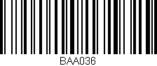 Código de barras (EAN, GTIN, SKU, ISBN): 'BAA036'