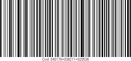 Código de barras (EAN, GTIN, SKU, ISBN): 'Cód:040178+038211+020536'