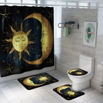 03/01 / 4pcs Banho Sun Moon Impressão cortina de chuveiro WC tampa tapete antiderrapante tapete do banheiro Set