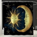 03/01 / 4pcs Banho Sun Moon Impressão cortina de chuveiro WC tampa tapete antiderrapante tapete do banheiro Set