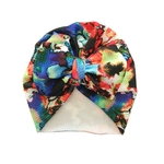 0-1-year-old Floral Bebê Impresso Bow Cotton Dome Cap Headband Para Presentes De Aniversário