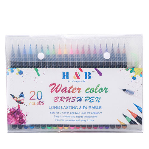 20 de cor Premium pintura macia Pen Set Escova Watercolor marcadores Pen para Livros de Colorir