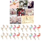 20 Peças DIY Esmalte Flamingo Encantos Pingente Jóias Fazendo Descobertas 14x26mm