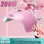 200W UV LED Lâmpada Para Unhas Secador de Unhas Manicure Gel Lâmpada de secagem rápida Verniz de gel branco, rosa