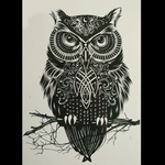 2016 Moda decalques 1 folha de estilo Europen Owl impermeável Tatuagem Temporária Grande braço de transferência Falso Sticker