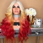 Wig Europeu e Americano-Estilo Womens Gradient Tint Carve Scroll Hot Explosion Models Synthetic Hair Factory Wholesale a Generation of Fat
