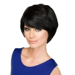 2019 Euro-American Hot selling black color short curly Oblique bangs wigs wigs synthetic hair for women
