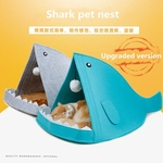 2019 Pet Cute Fish-shaped Felt Pet Bed Warm Puppy House For Cat Outdoor Supplies Creativity Nest Kennel Dog Mattress Cartoon Shark Cat Bed