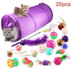 20pcs Pet Cat Teaser Stick Pena Sino Bola Mouse Forma Túnel Mastigar Brinquedo Kit