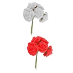 20x Colorfast Espuma Rosa Artificial Flor Noiva Bouquet Decoração De Festa Vermelho + Wht